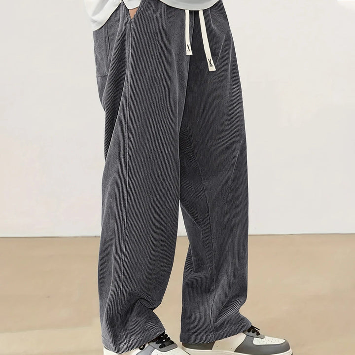Ewan - Men's Corduroy Wide Leg Joggers with Drawstring Waist