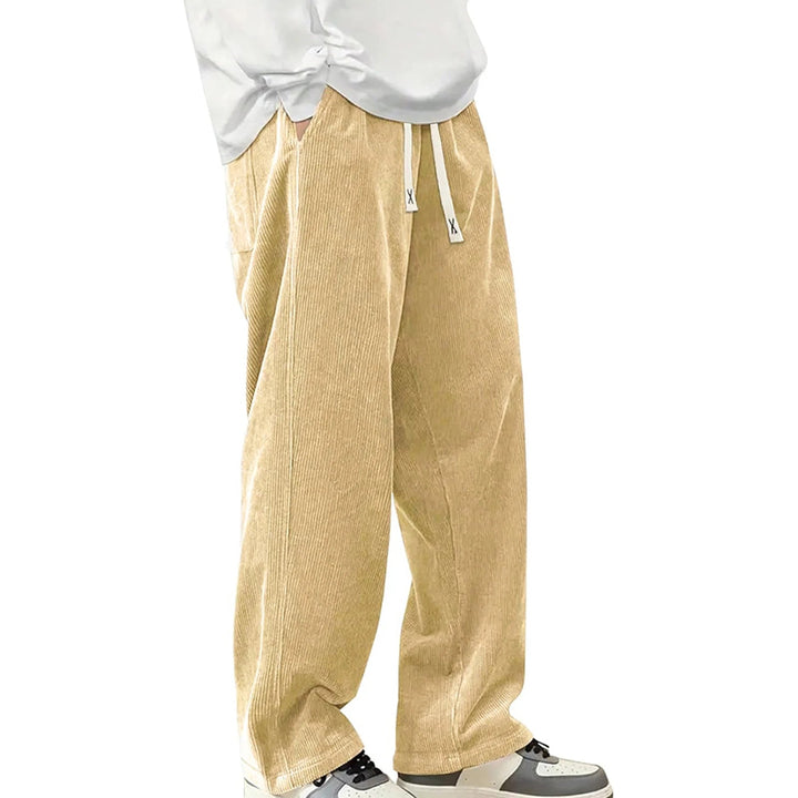 Ewan - Men's Corduroy Wide Leg Joggers with Drawstring Waist