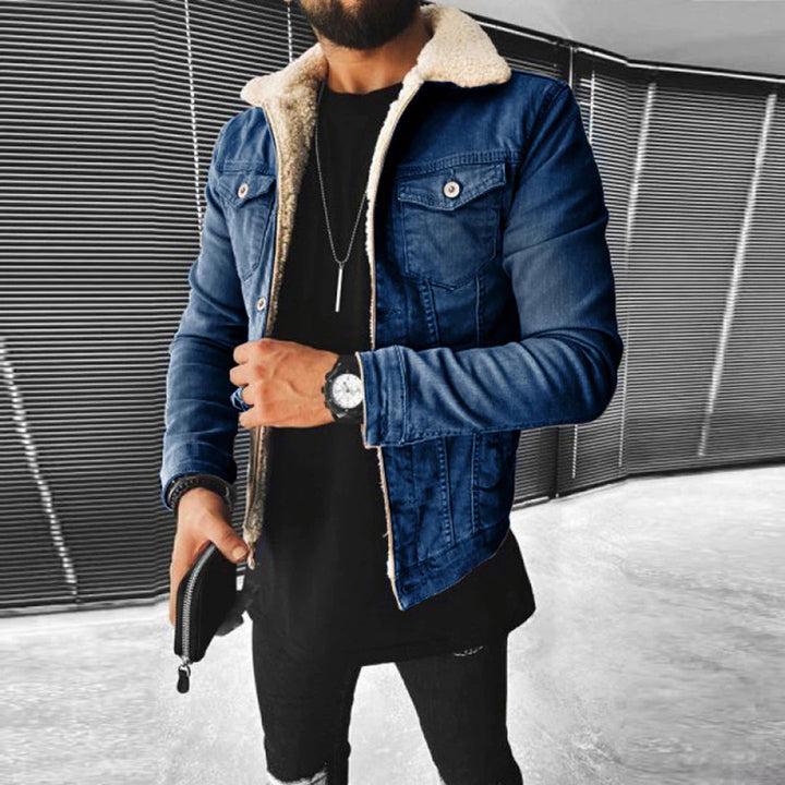 Men's Denim Jacket with Borg Lined Collar - photo 3