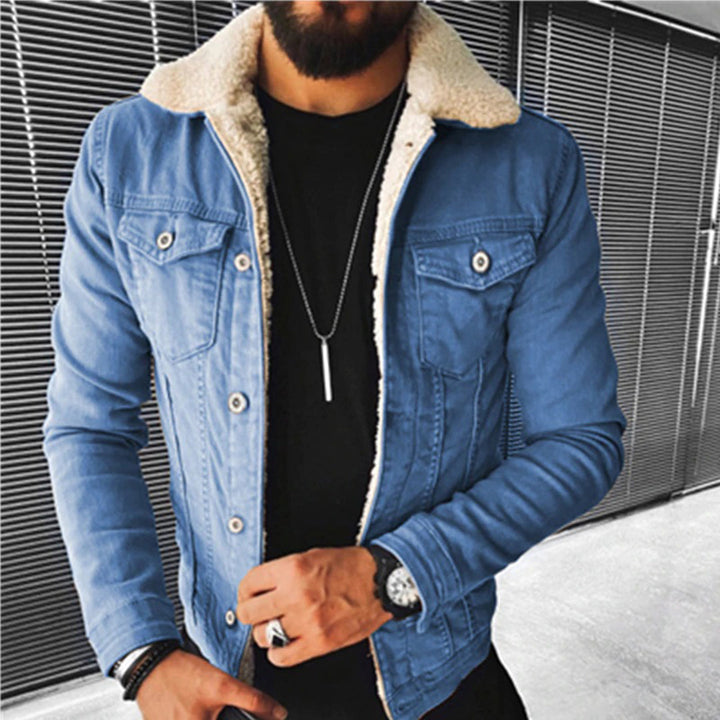 Men's Denim Jacket with Borg Lined Collar - photo 5