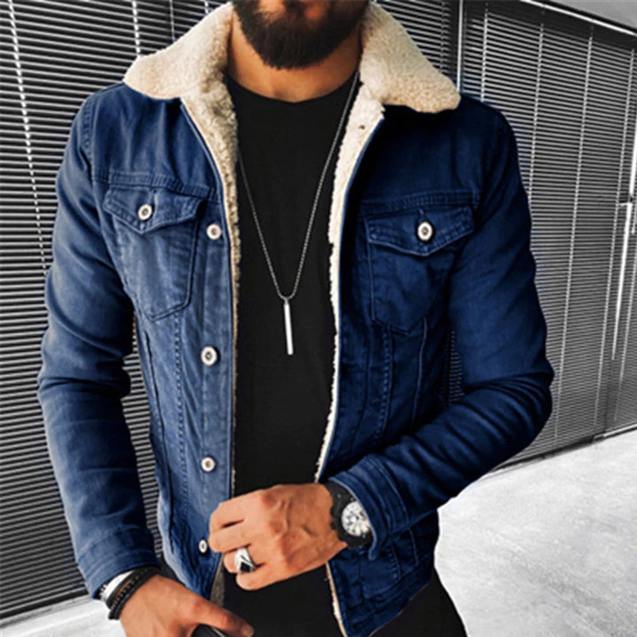 Men's Denim Jacket with Borg Lined Collar - photo 6