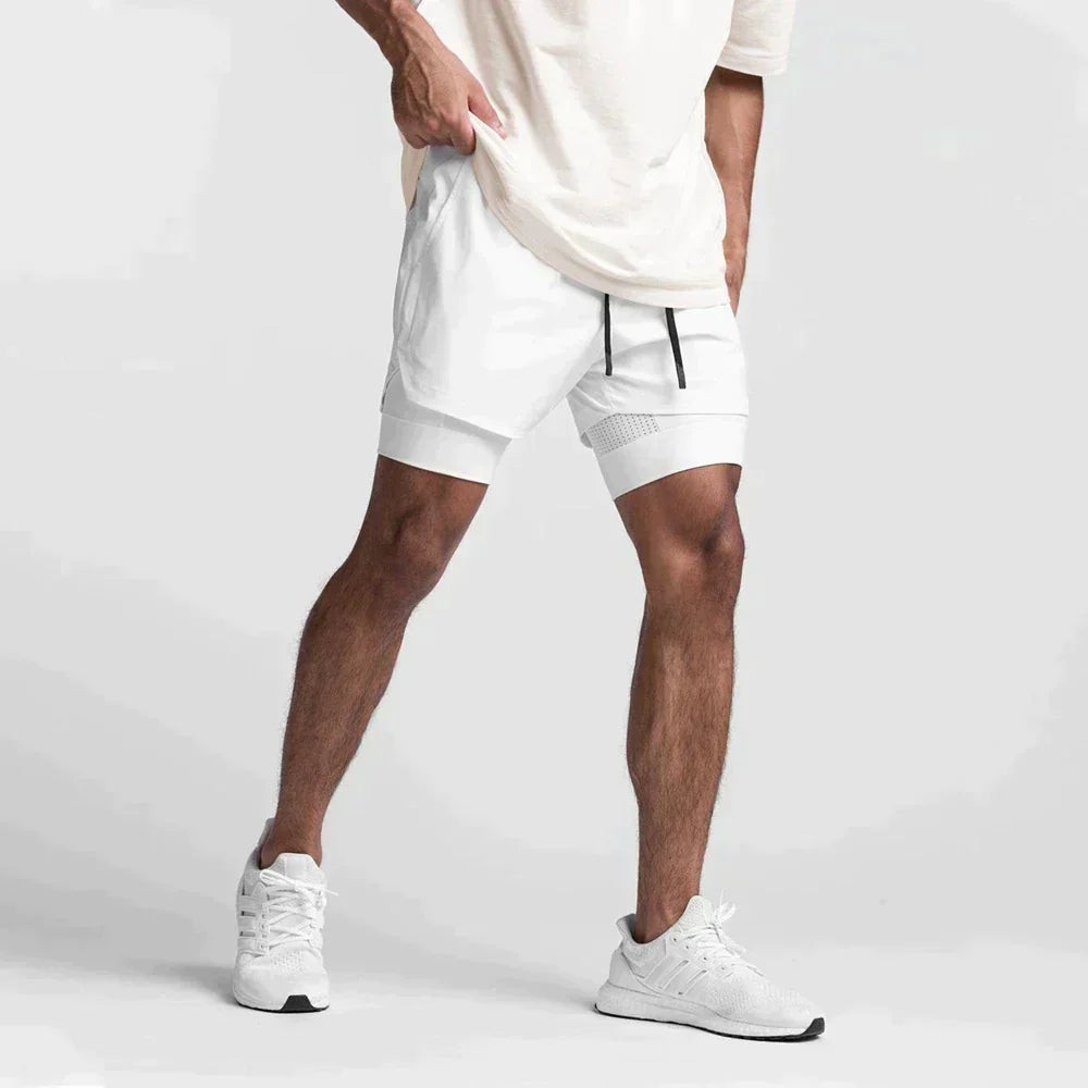 Men's Fitness Shorts with Inner Lining and Thigh Pocket - photo 1