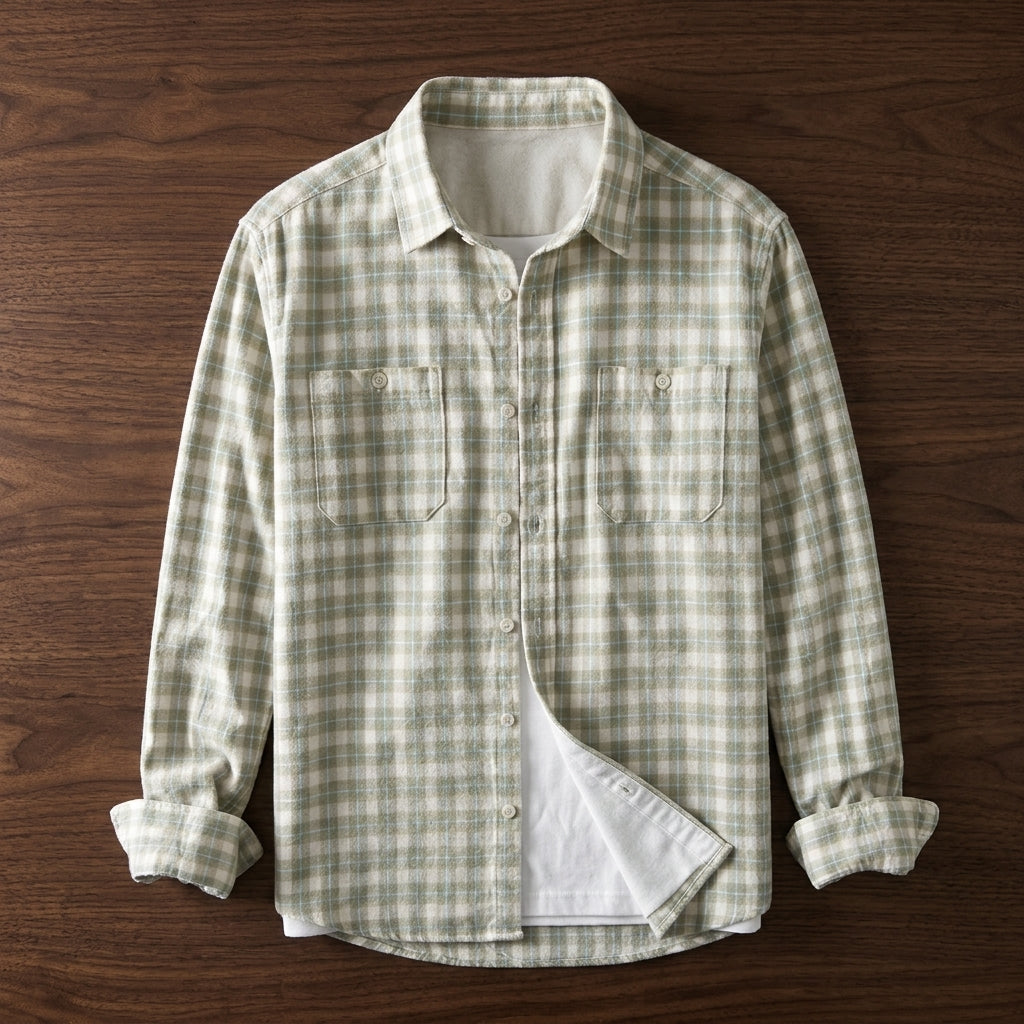 Alan - Men's Flannel Check Shirt with Chest Pockets