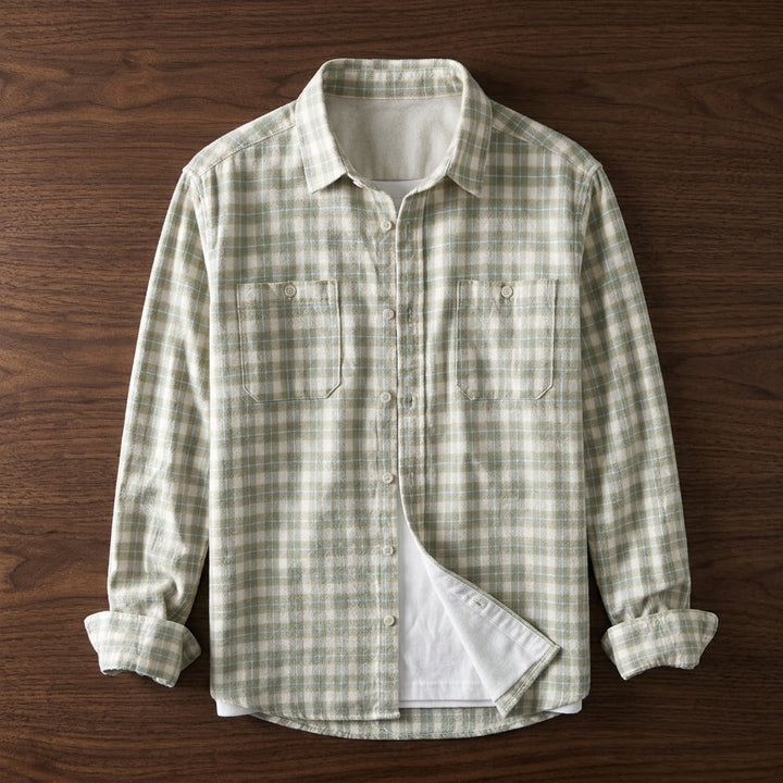 Alan - Men's Flannel Check Shirt with Chest Pockets