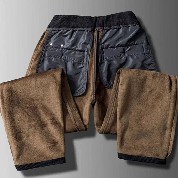 Men's Corduroy Trousers with Fleece Lining and Side Pockets