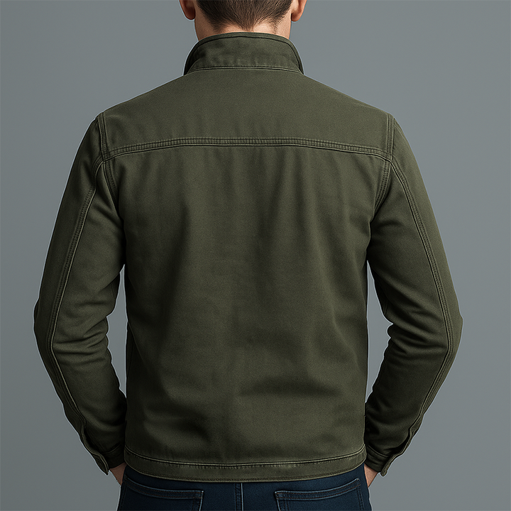 Derek - Men's Green Bomber Jacket with Stand Collar