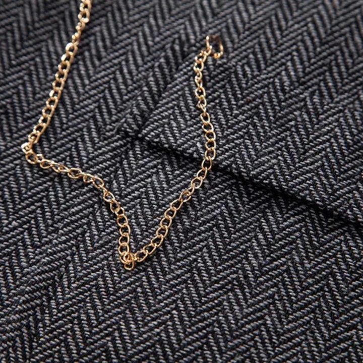 Men's Herringbone Waistcoat with Chain Detail