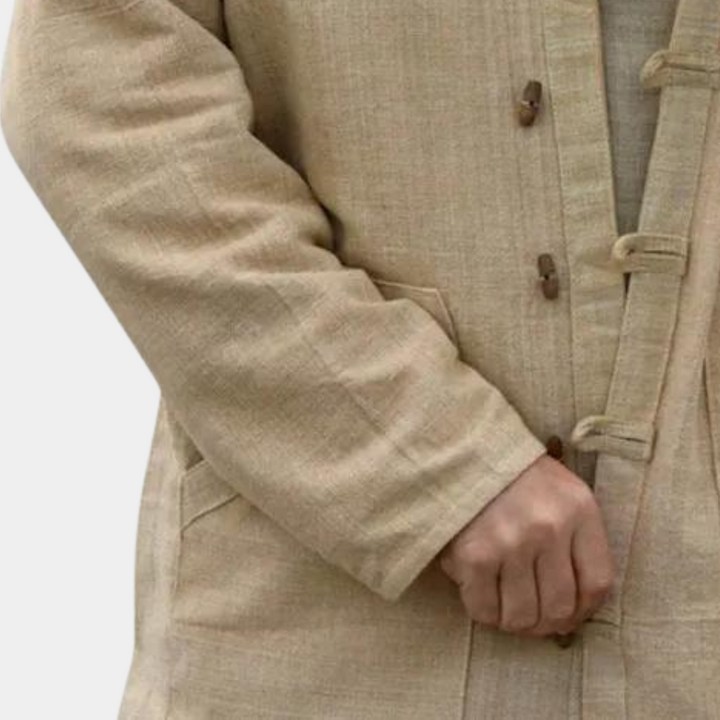Men's Hooded Longline Jacket with Button Front