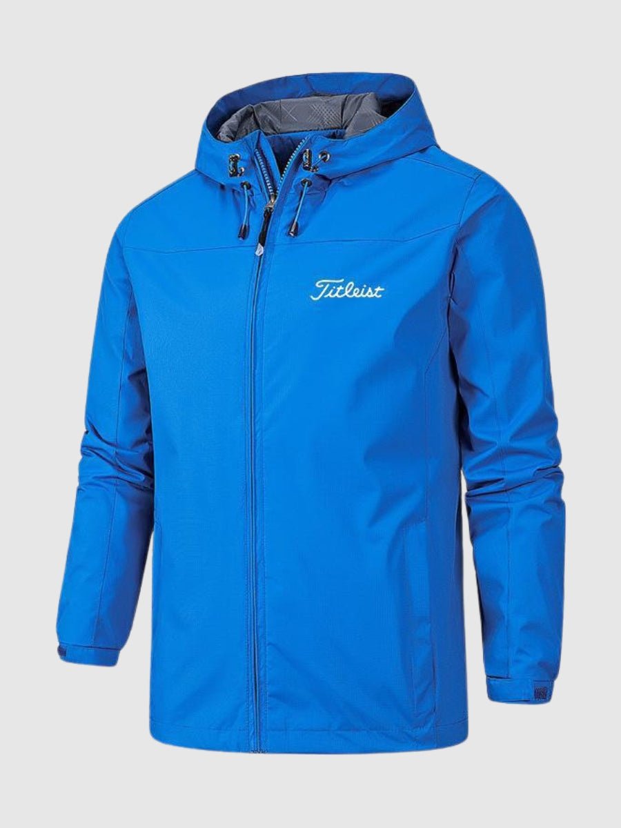 Men's Hooded Zip-Front Jacket with Side Pockets in Blue