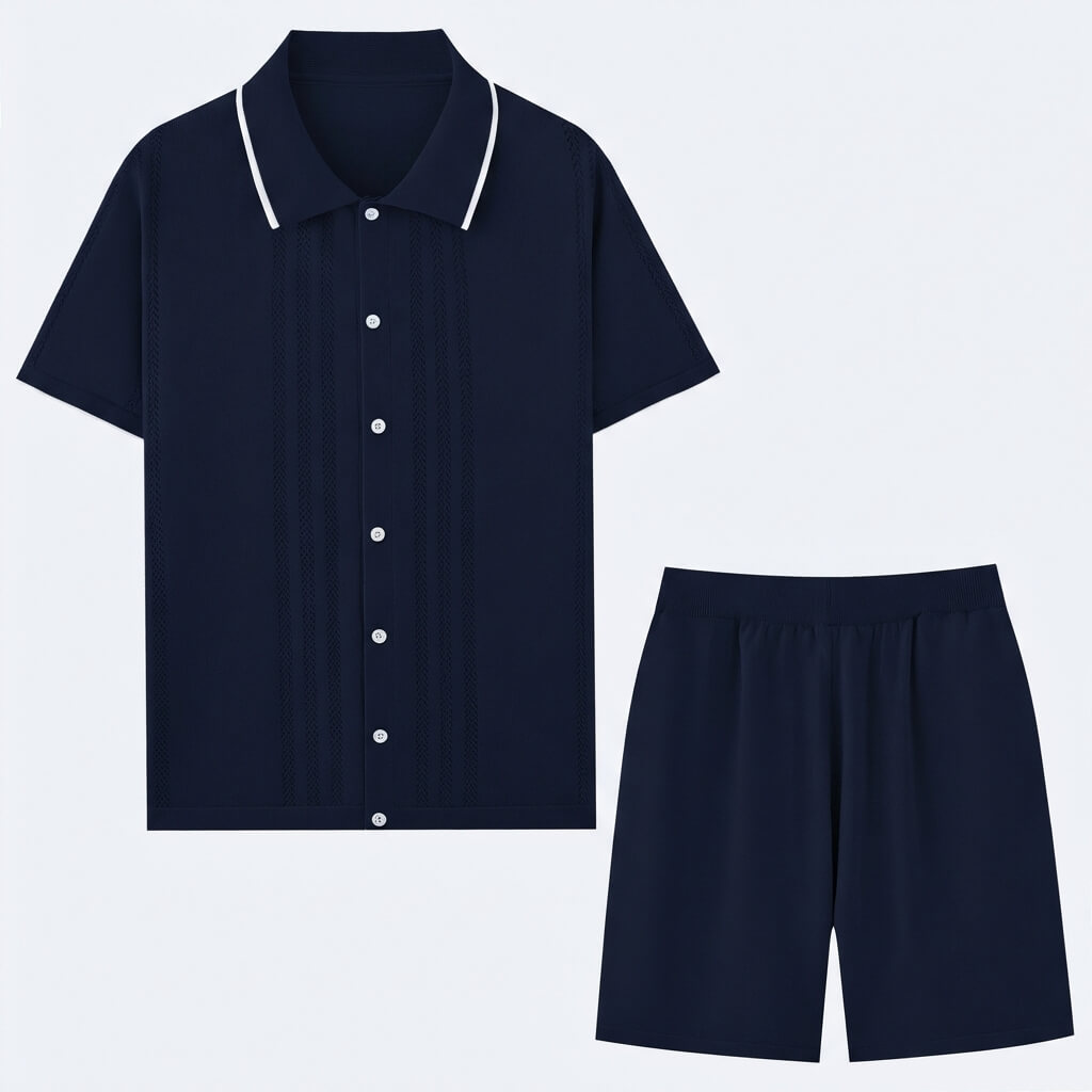 Thomas - Men's Knit Two Piece Set with Contrast Trim