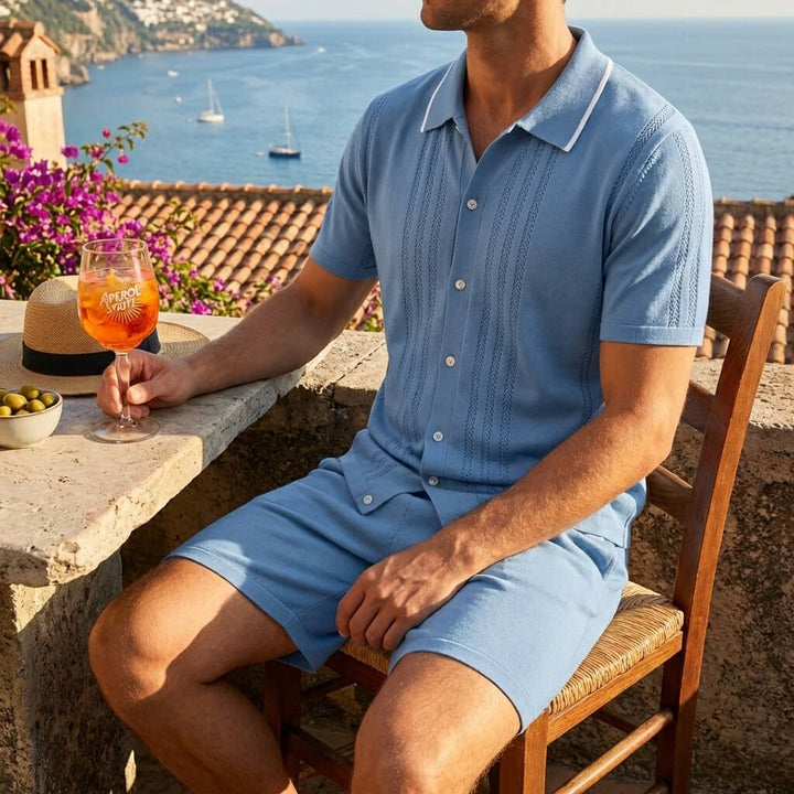 Thomas - Men's Knit Two Piece Set with Contrast Trim