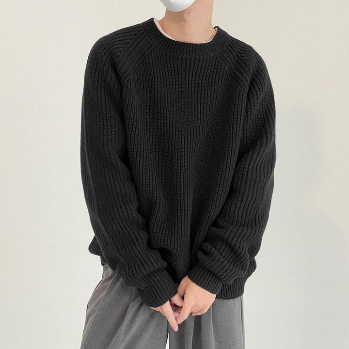 Men's Knitted Long Sleeve Jumper in Black