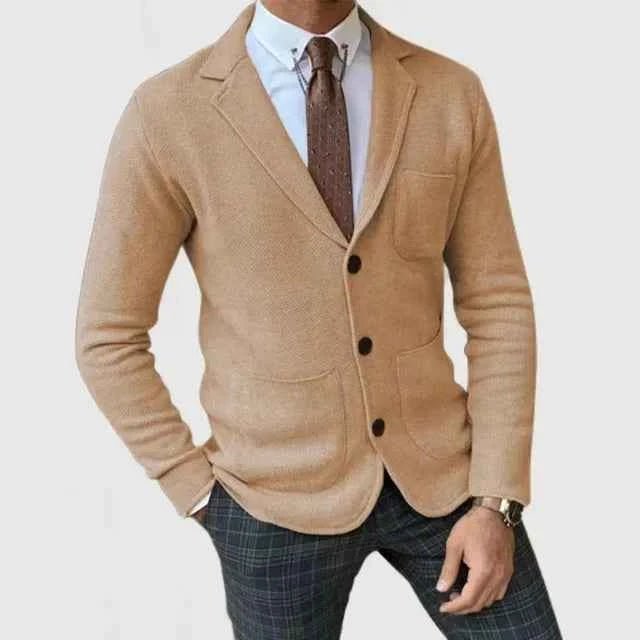 Men's Knitted-Look Blazer with Button Placket - photo 1