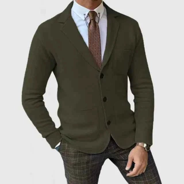 Men's Knitted-Look Blazer with Button Placket - photo 3