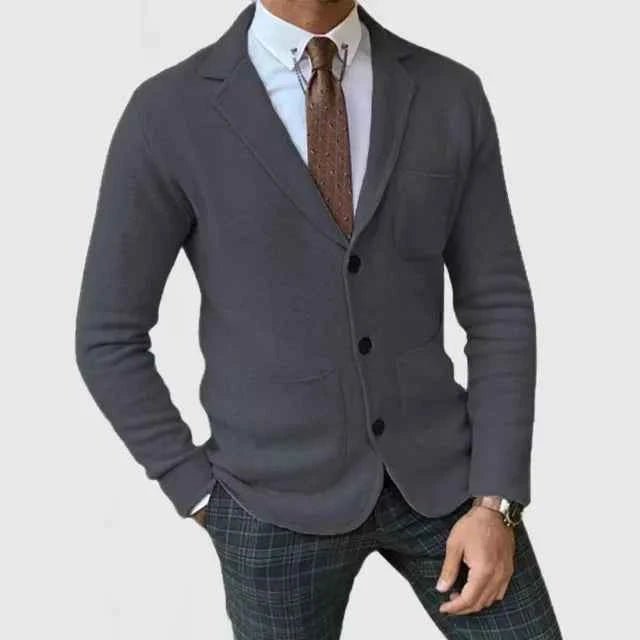 Men's Knitted-Look Blazer with Button Placket - photo 4