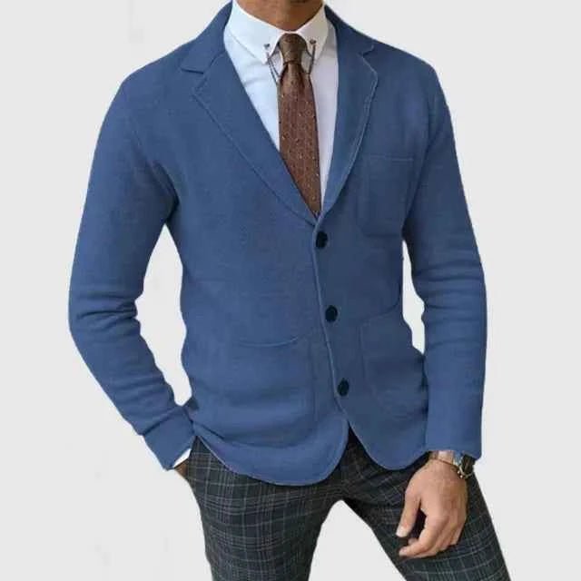 Men's Knitted-Look Blazer with Button Placket - photo 5
