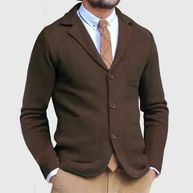 Men's Knitted-Look Blazer with Button Placket - photo 7