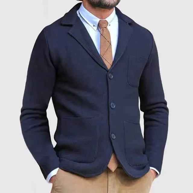 Men's Knitted-Look Blazer with Button Placket - photo 8