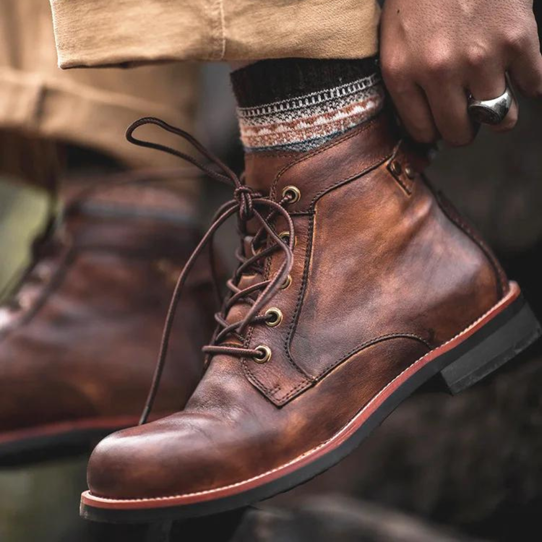 Men's Lace-Up Work Boots with Treaded Sole