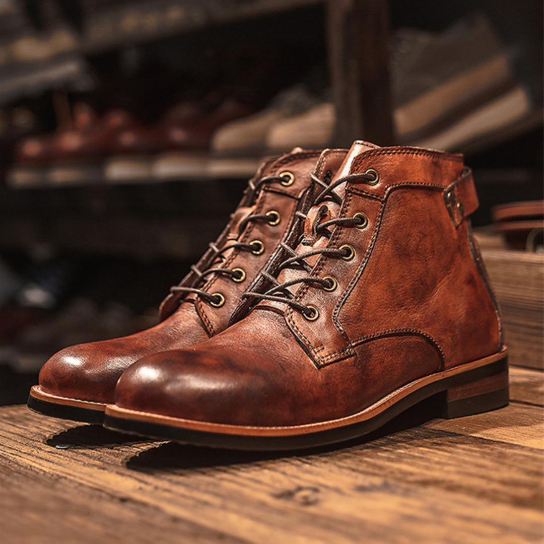 Men's Lace-Up Work Boots with Treaded Sole