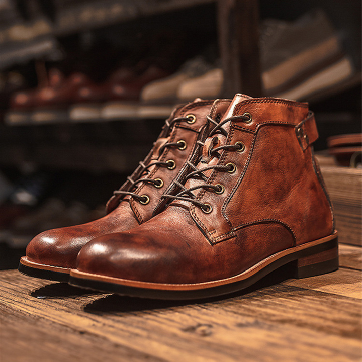 Men's Lace-Up Work Boots with Treaded Sole