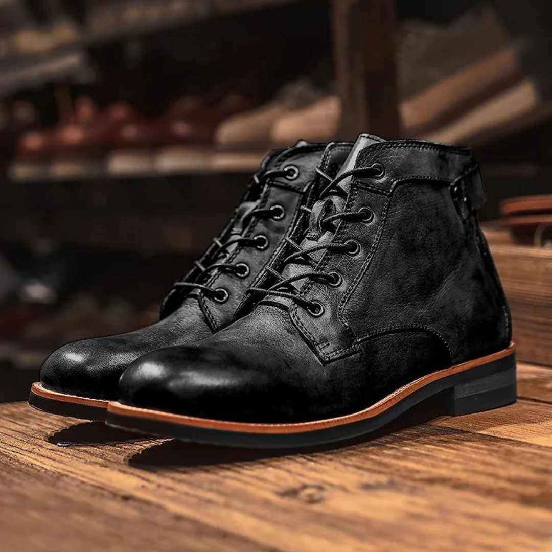 Men's Lace-Up Work Boots with Treaded Sole