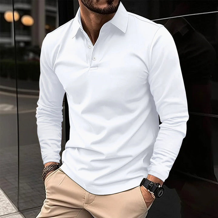 Men's Long-Sleeved Smart Casual Polo Shirt - photo 1
