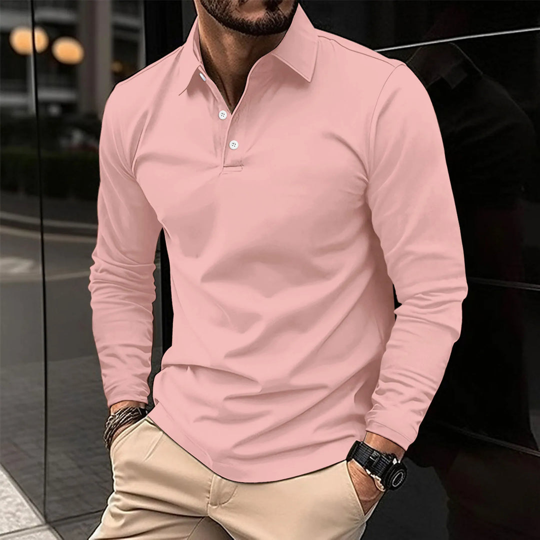 Men's Long-Sleeved Smart Casual Polo Shirt - photo 3