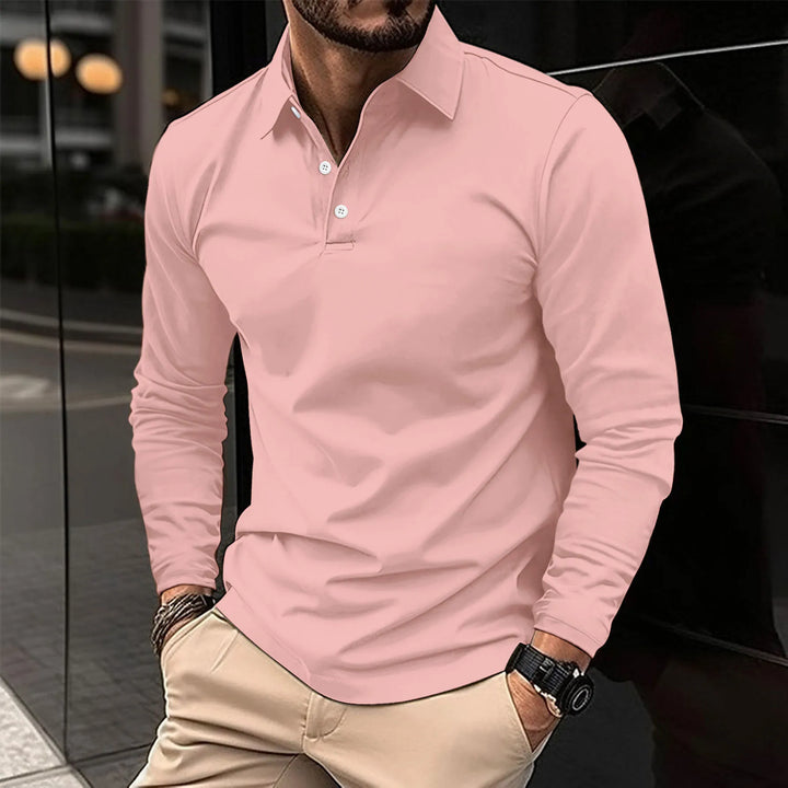 Men's Long-Sleeved Smart Casual Polo Shirt - photo 3