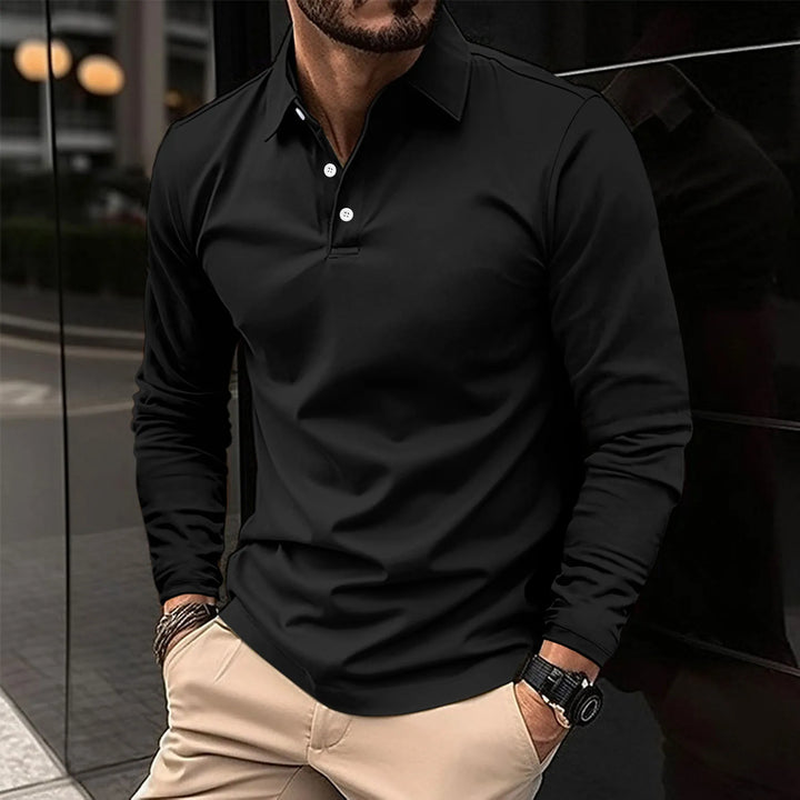 Men's Long-Sleeved Smart Casual Polo Shirt - photo 4