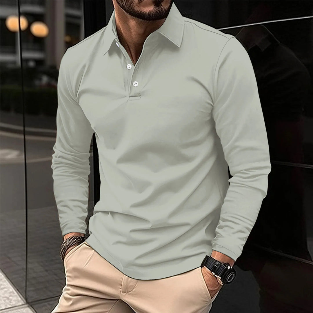 Men's Long-Sleeved Smart Casual Polo Shirt - photo 5