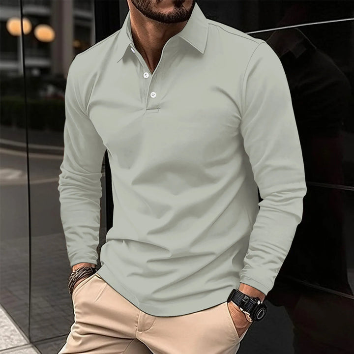 Men's Long-Sleeved Smart Casual Polo Shirt - photo 5
