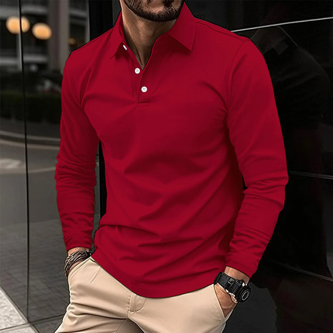 Men's Long-Sleeved Smart Casual Polo Shirt - photo 6