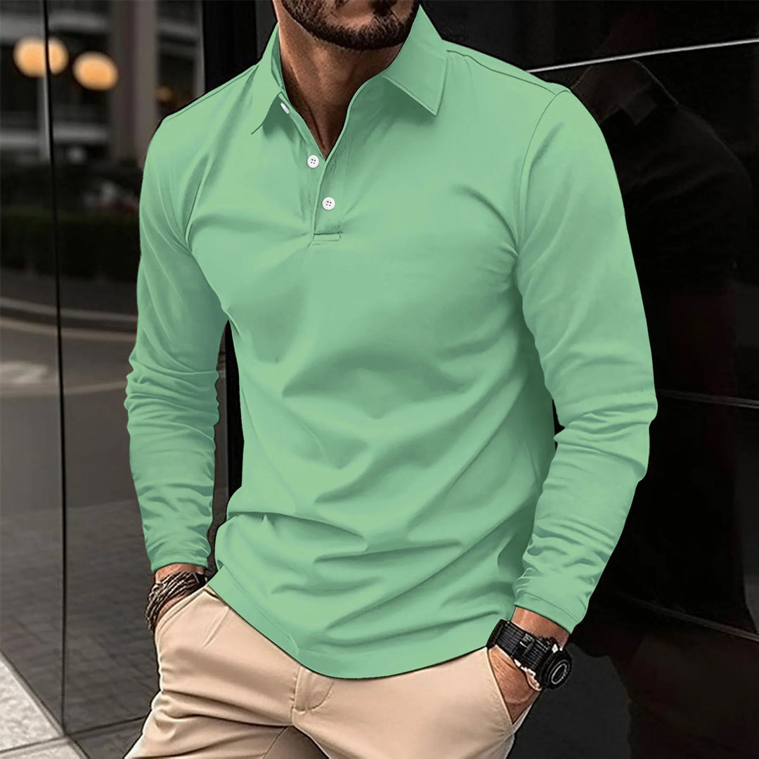 Men's Long-Sleeved Smart Casual Polo Shirt - photo 8