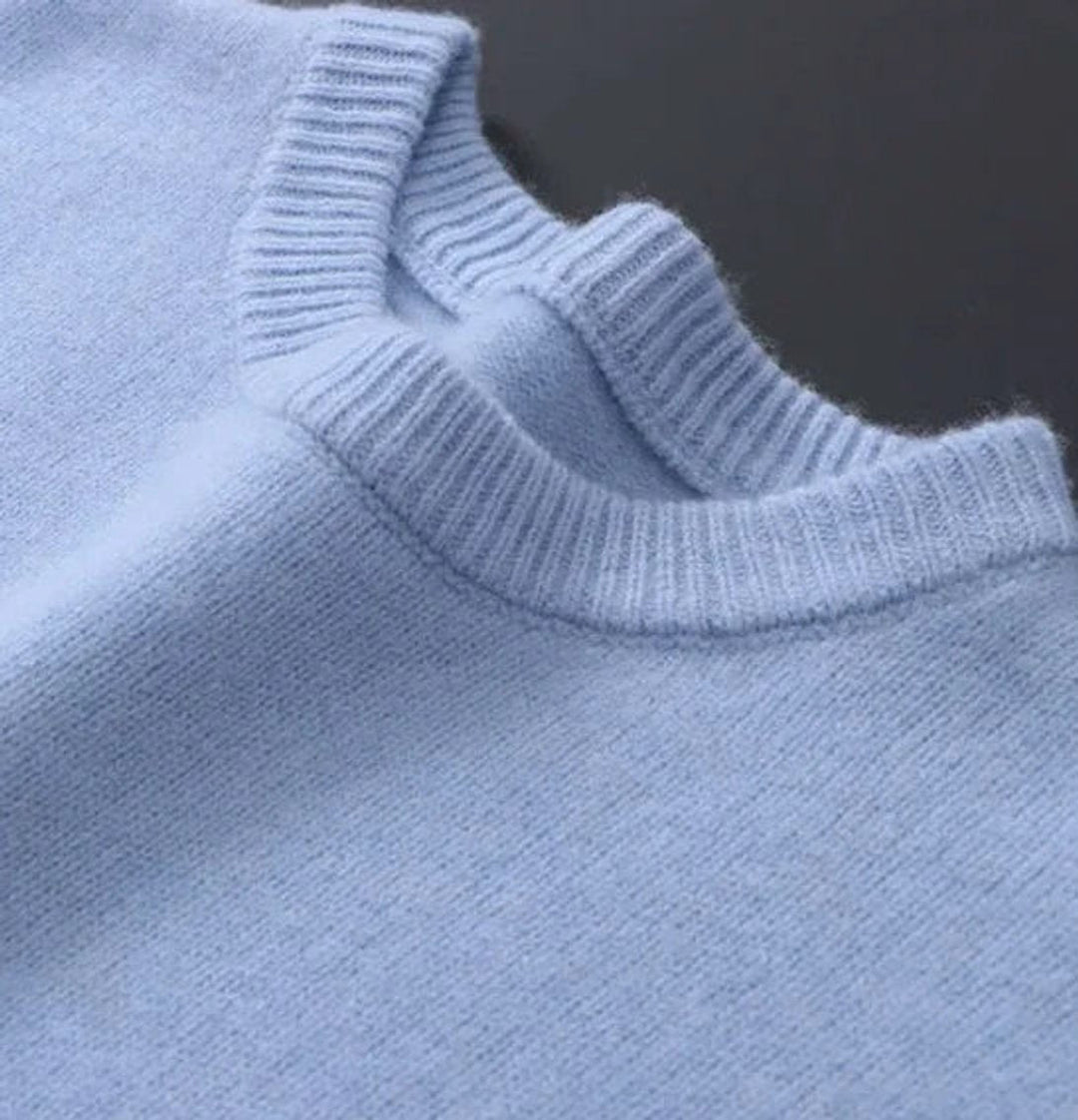 Duncan - Men's Mohair Blend Crewneck Jumper in Light Blue