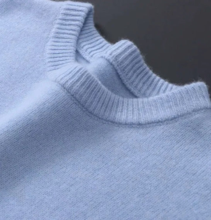 Duncan - Men's Mohair Blend Crewneck Jumper in Light Blue