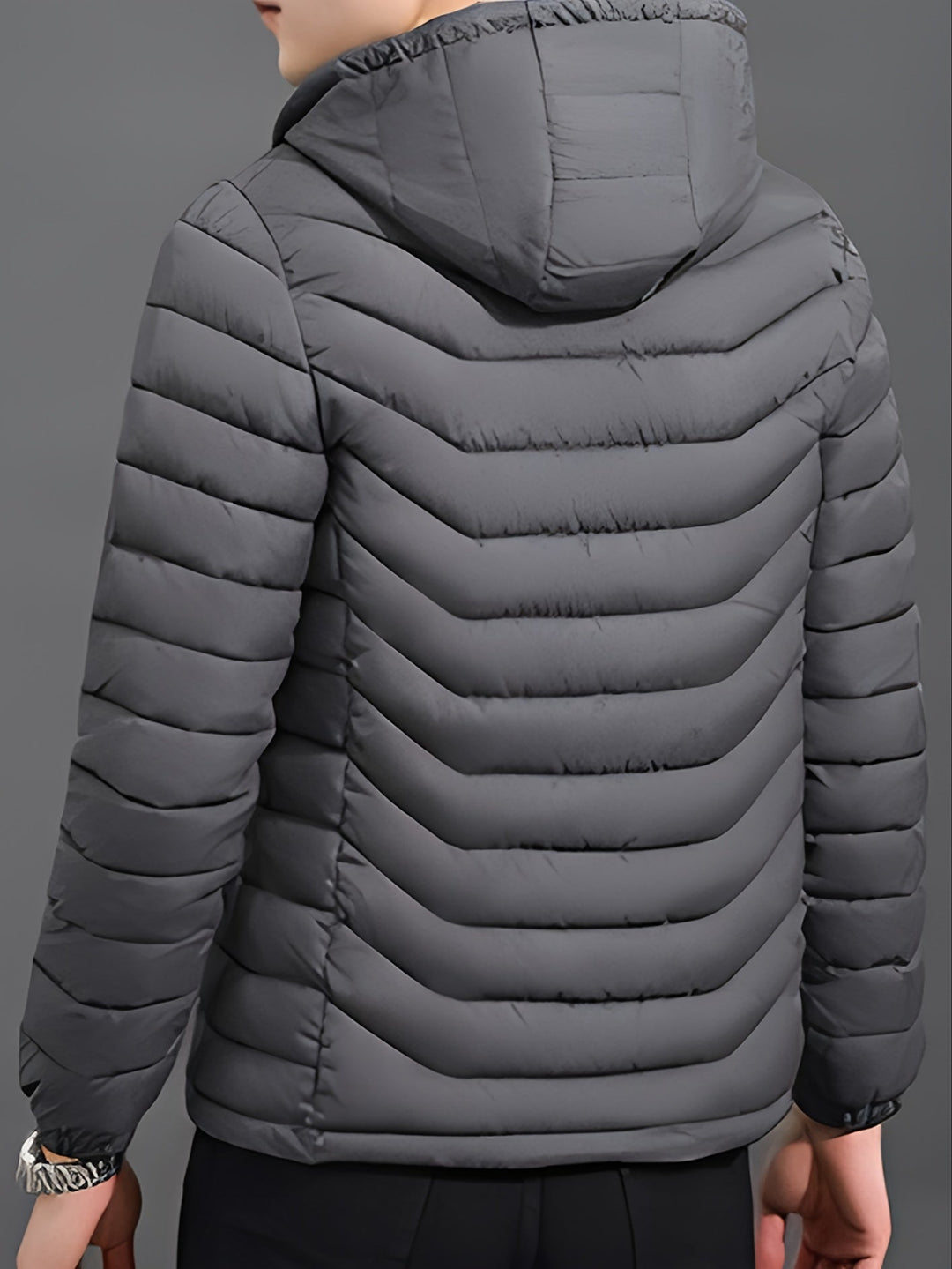 Men's Padded Hooded Puffer Jacket with Full Zip