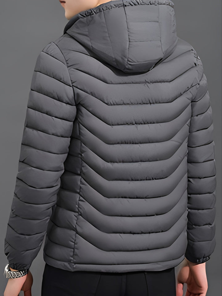 Men's Padded Hooded Puffer Jacket with Full Zip