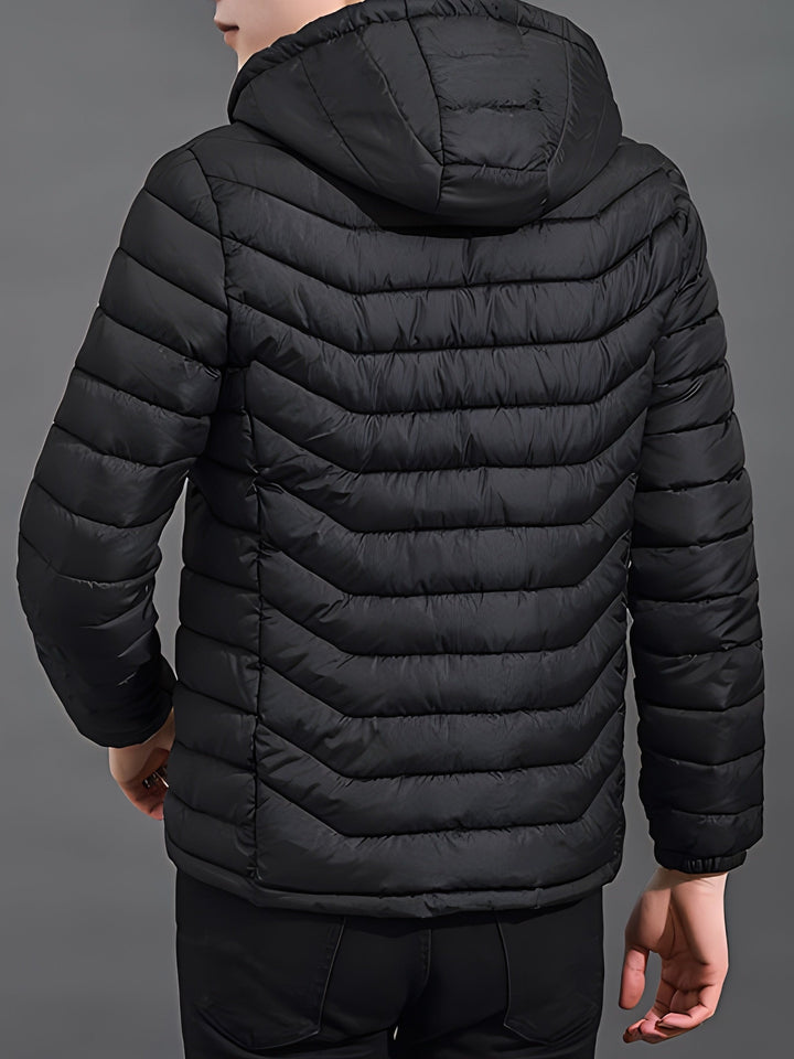 Men's Padded Hooded Puffer Jacket with Full Zip
