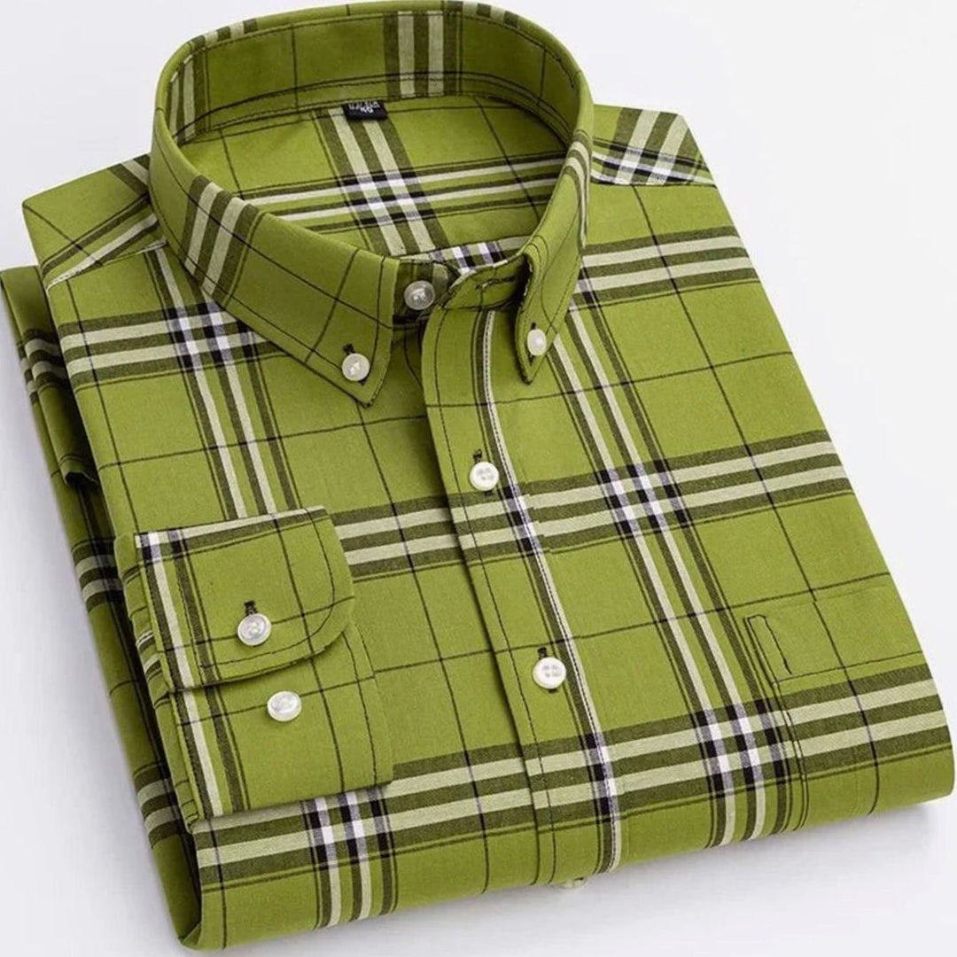 Men's Plaid Button-Down Shirt - Green
