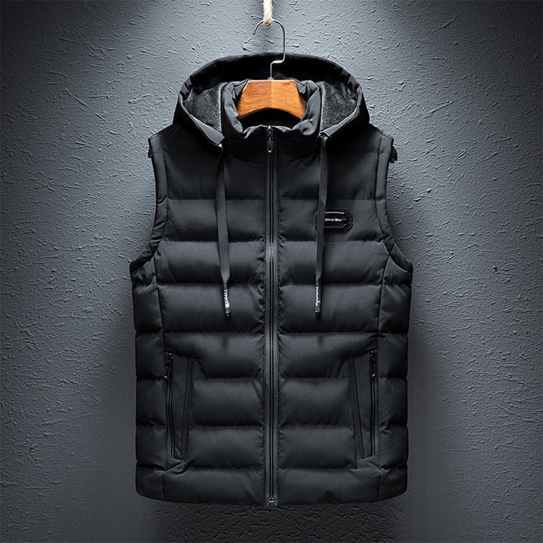 Men's Pocket Hooded Gilet in Black