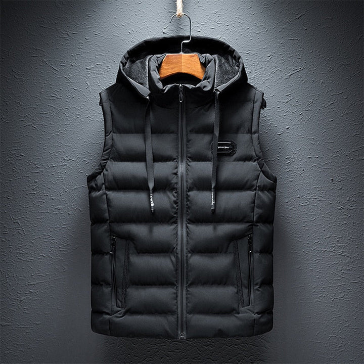 Men's Pocket Hooded Gilet in Black