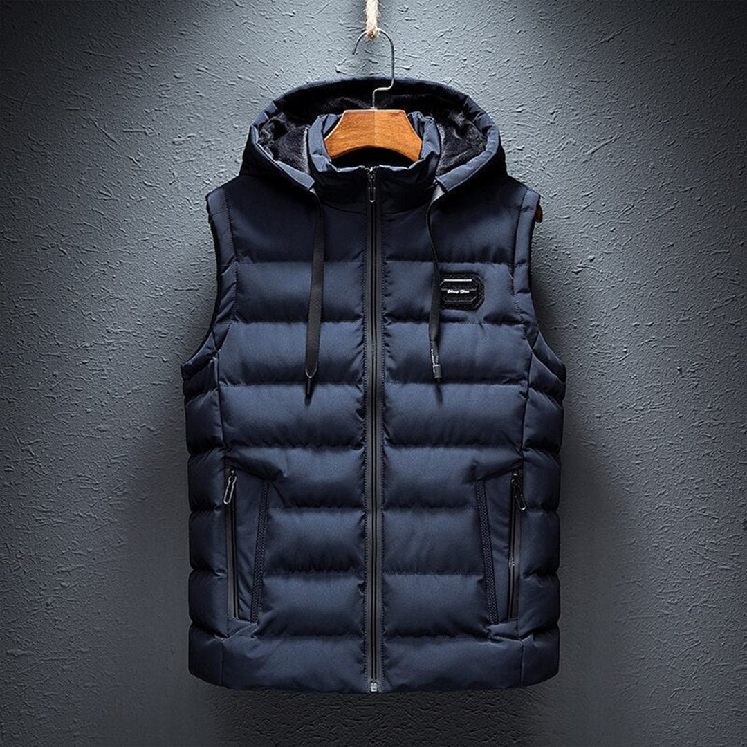 Men's Pocket Hooded Gilet in Blue
