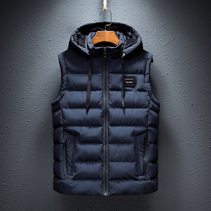 Men's Pocket Hooded Gilet in Blue