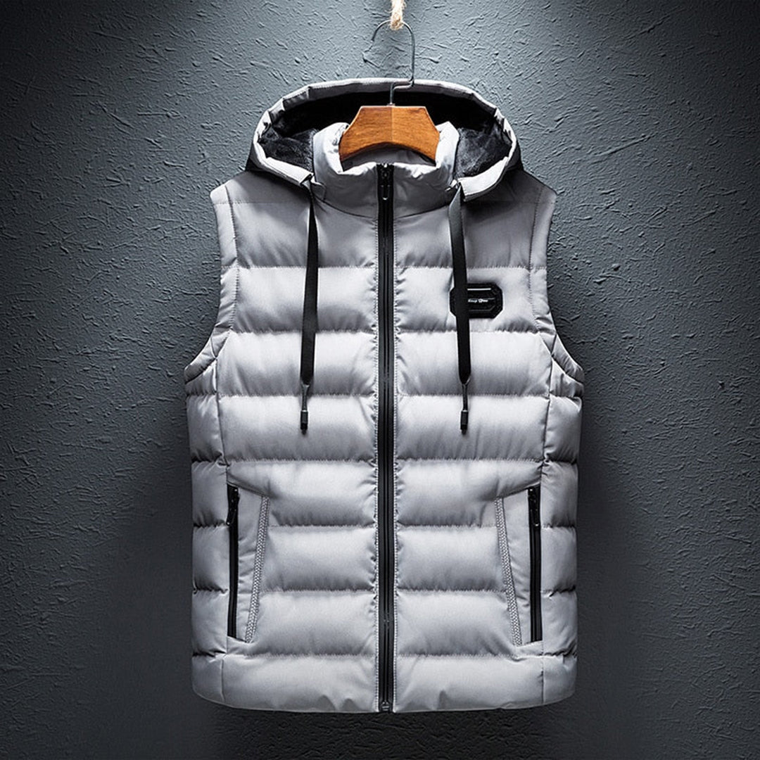 Men's Pocket Hooded Gilet in Grey