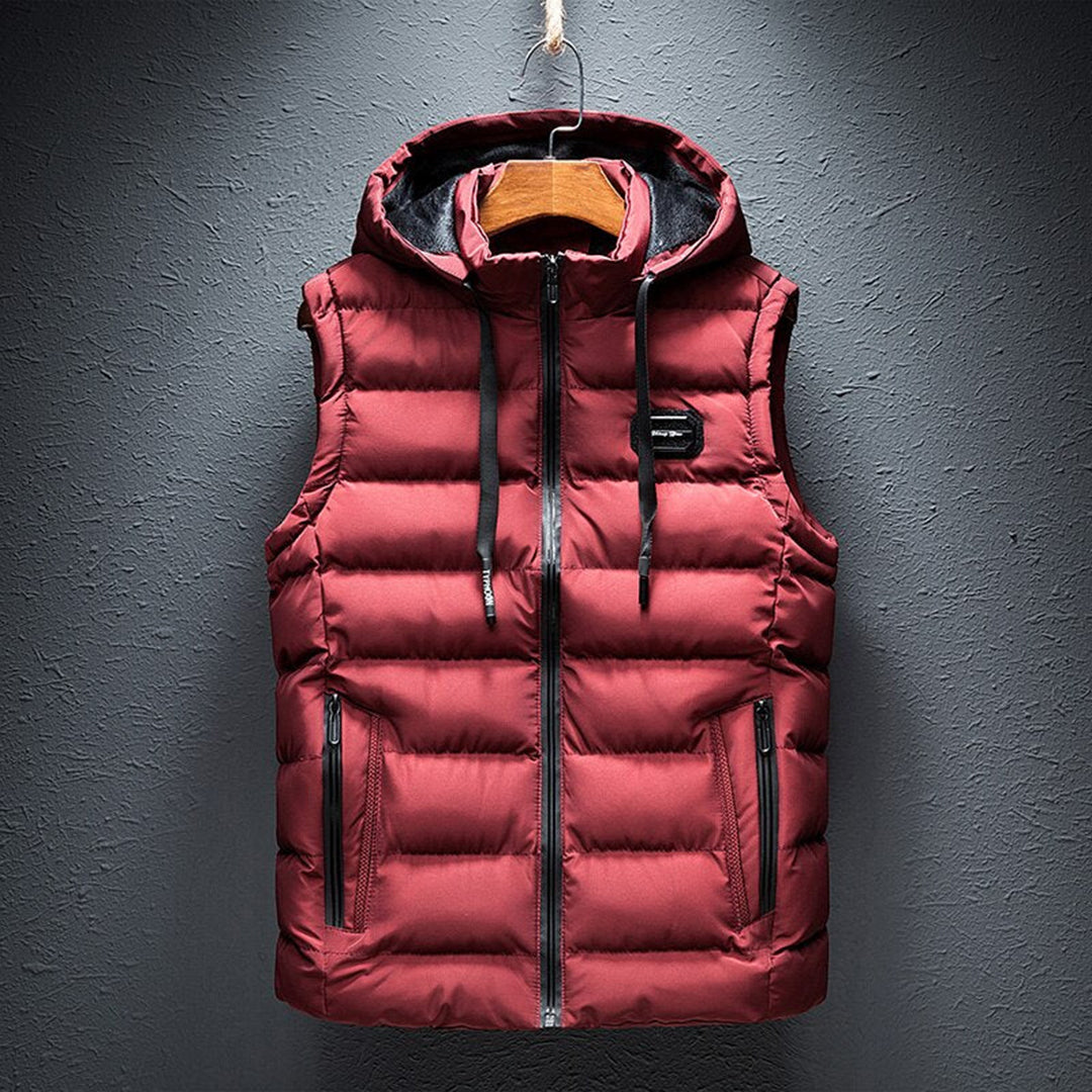 Men's Pocket Hooded Gilet in Red