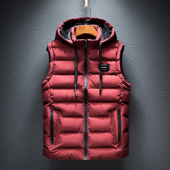 Men's Pocket Hooded Gilet in Red