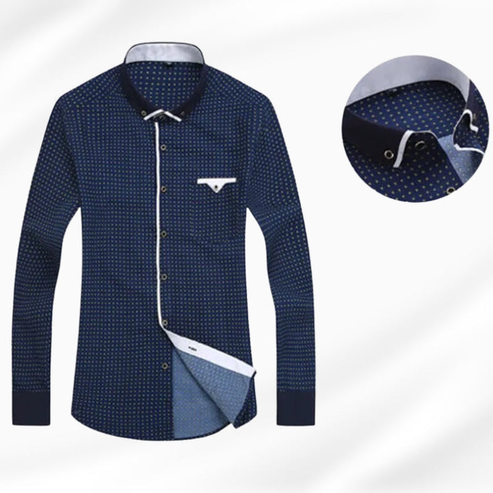 Men's Polka Dot Shirt with Contrast Collar