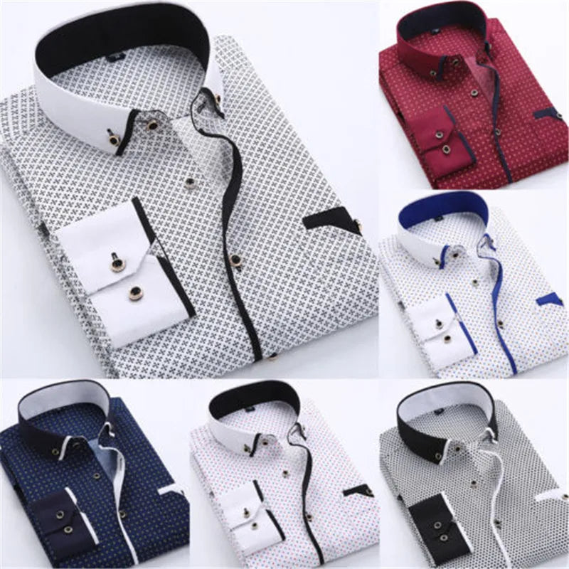 Men's Polka Dot Shirt with Contrast Collar