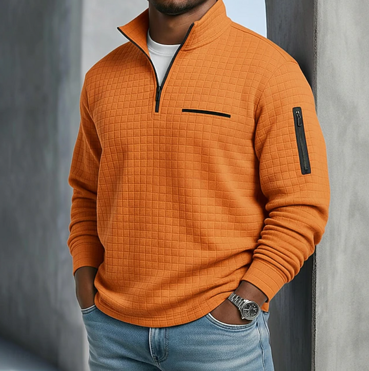 Elliot - Men's Quarter Zip Waffle Knit Jumper